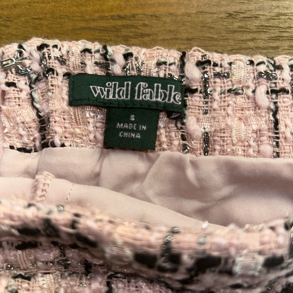 WILD FABLE Tweed Boucle Skort Mini Skirt pink black pattern Clueless Academia - Picture 11 of 15